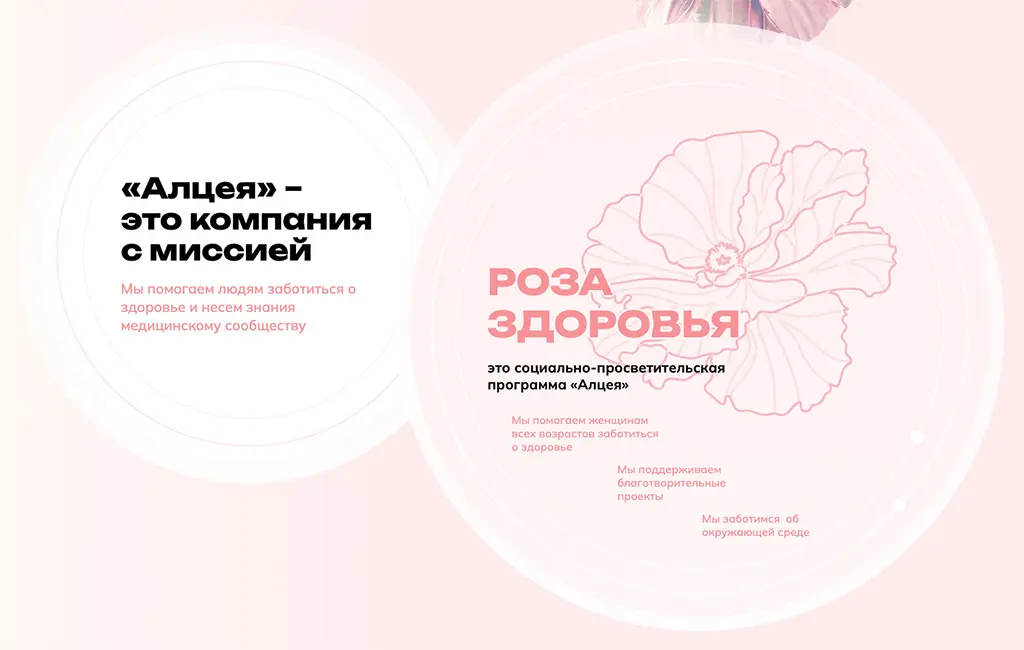 Первый экран сайта Роза здоровья