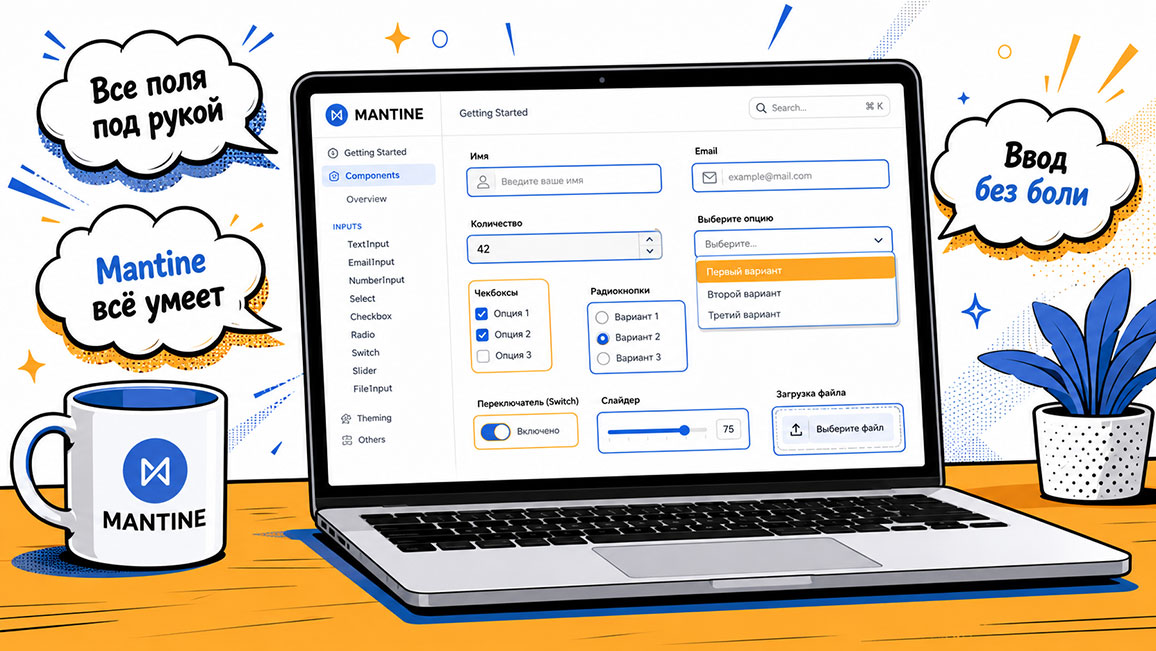 Mantine: компоненты ввода — от текста до файлов