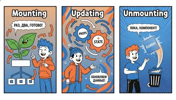 Жизненный цикл React: mount, update, unmount